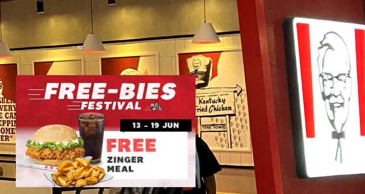 Featured image for KFC Delivery S'pore: Free Zinger Meal (Worth $8.60) with this code valid from 13 - 19 June 2022