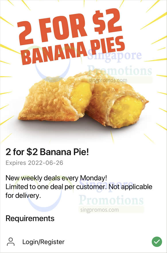 Lobang: McDonald’s S’pore 2-for-$2 Banana Pie deal till June 26 means you pay S$1 each - 24