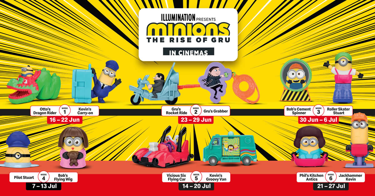 Featured image for McDonald's S'pore: Free Minions The Rise of Gru toy with every Happy Meal purchase till 27 July 2022