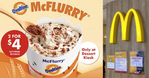 Featured image for McDonald’s S’pore 2-for-$4 Ovaltine McFlurry deal till June 12 means you pay S$2 each