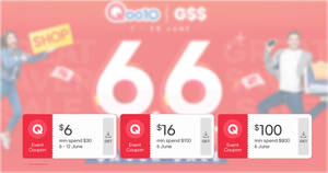 Featured image for Qoo10 S’pore 6.6 Great Saver Sale offers $6, $16 & $100 cart coupons on 6 June 2022