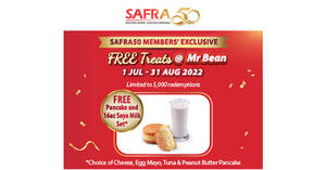 Featured image for (FULLY REDEEMED) SAFRA members enjoy a FREE Mr Bean Pancake* and 16oz Soya Milk Set at all Mr Bean outlets from 1 Jul – 31 Aug 2022