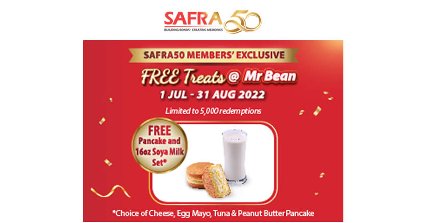 Featured image for (FULLY REDEEMED) SAFRA members enjoy a FREE Mr Bean Pancake* and 16oz Soya Milk Set at all Mr Bean outlets from 1 Jul - 31 Aug 2022