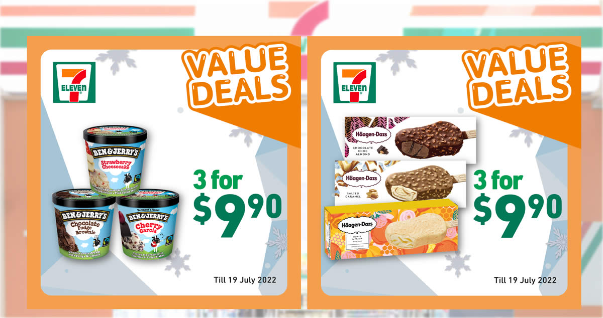 Featured image for 7-Eleven Ice Cream Specials: Ben & Jerry's, Magnum, Wall's, Haagen-Dazs & more till 19 July 2022