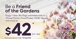 Featured image for (EXPIRED) S$22 – S$42 (usual up to $68) Gardens by the Bay 1-year all-days unlimited visits membership offer till 12 Aug 2022