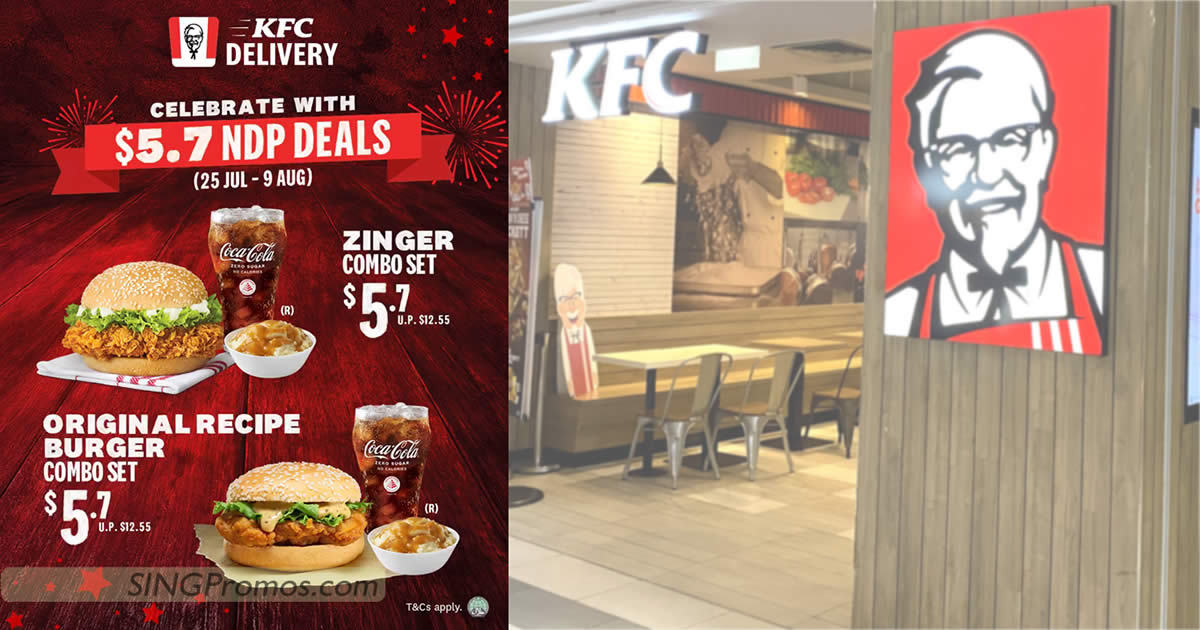 Featured image for KFC Delivery S'pore offering S$5.70 deals in celebration of the nation's 57th birthday till 9 Aug 2022