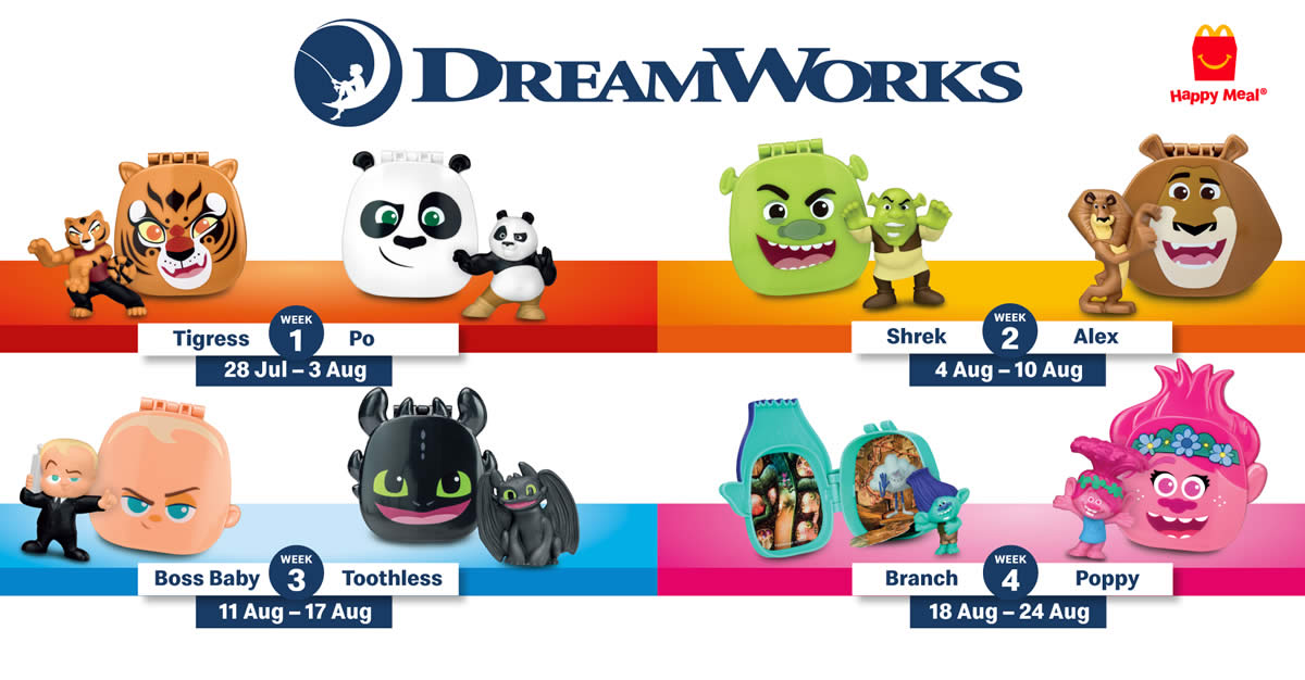 Featured image for McDonald's S'pore: Free DreamWorks toy with every Happy Meal purchase till 24 Aug 2022