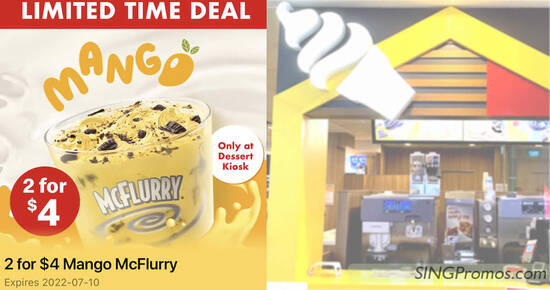 McDonald’s S’pore 2-for-$4 Mango McFlurry deal till July 10 means you pay S$2 each