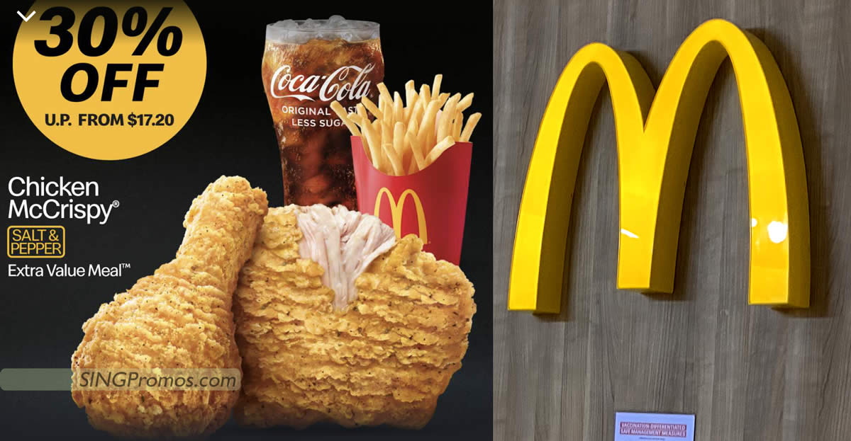 Featured image for McDonald's S'pore is offering 30% off Chicken McCrispy (2pc) Meal till 24 July 2022