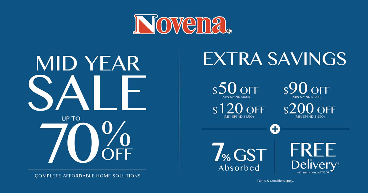 Featured image for Novena Furniture Mid Year Sale offers up to 70% off sofa, dining sets and more till 31 July 2022