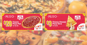 Featured image for Pezzo Pizza: $3 Cheesy Cheese Slice (U.P. $4.90), $20 For Classic Pizza Pan (U.P. $24.90) NDP coupons valid till 31 May 2023