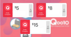 Featured image for Qoo10 S’pore Limited Coupon Discounts offers $5, $8 & $15 cart coupons daily till 14 July 2022