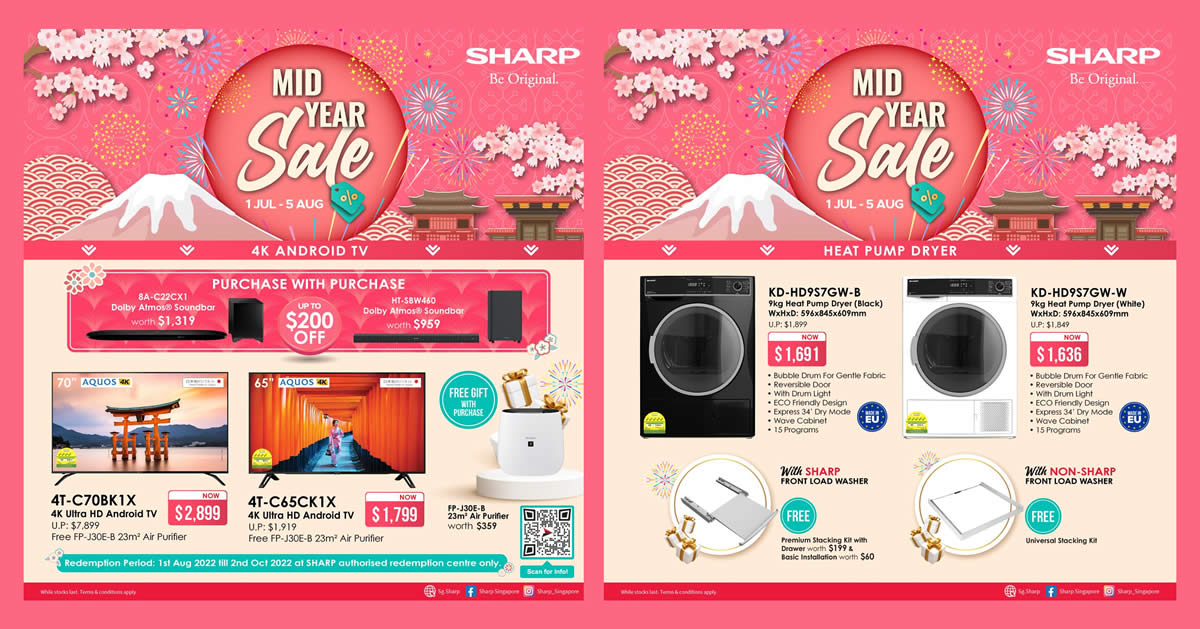 Featured image for Sharp S'pore Mid Year Sale deals valid till 5 Aug 2022