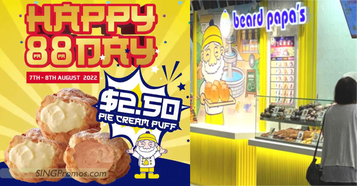 Featured image for Beard Papa's S'pore offering $2.50 Pie Cream puffs at all outlets till 8 August 2022