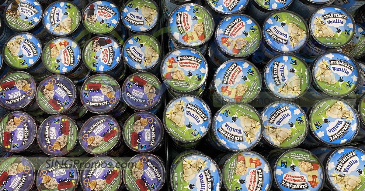 Featured image for Giant S'pore is selling Ben & Jerry's ice cream at S$8.97 each when you buy three till 1 Nov 2023