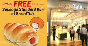 Featured image for BreadTalk offering tertiary students free Standard Sausage bun with $3 min spend via NETS till 30 Sep 2022