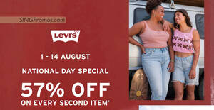 Featured image for Levi’s S’pore offering 57% off every second item at online store till 14 August 2022