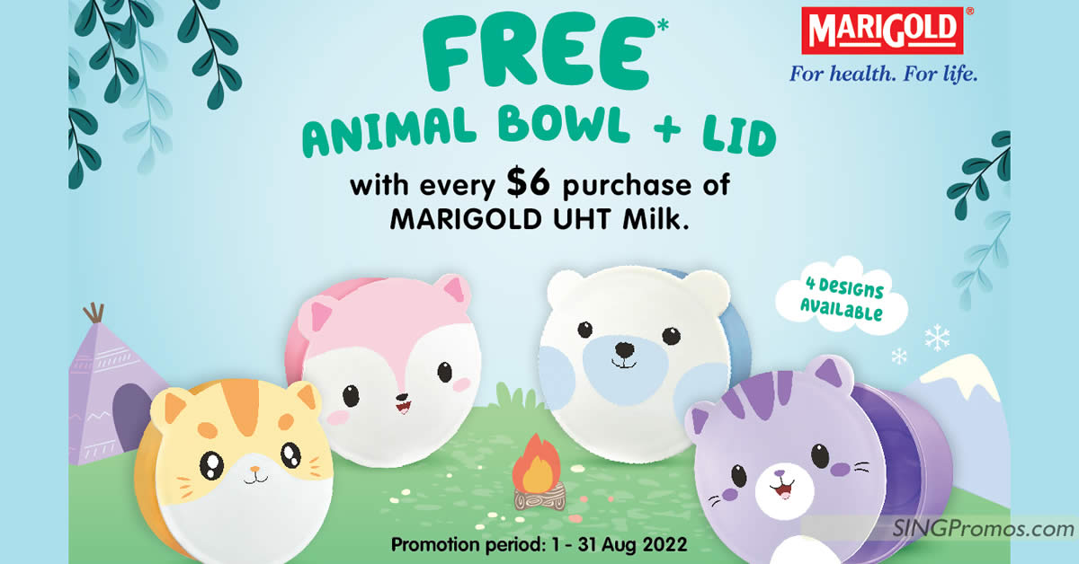 Featured image for MARIGOLD S'pore: Free limited edition animal bowl + lid with a minimum $6 purchase of UHT Milk till 31 Aug