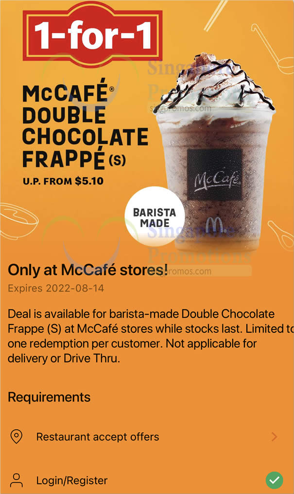Lobang: McDonald’s S’pore 1-for-1 McCafe Double Chocolate Frappe deal from 13 – 14 Aug means you pay only $2.55 each - 11
