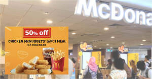 Featured image for McDonald’s S’pore App has a 50% Chicken McNuggets (6pc) Meal deal on Monday Sep 26, 2022 (11am – 3pm)