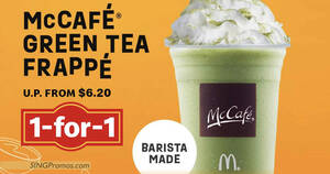 Featured image for McDonald’s S’pore offering 1-for-1 Green Tea Frappe at McCafe outlets till 18 Dec 2022