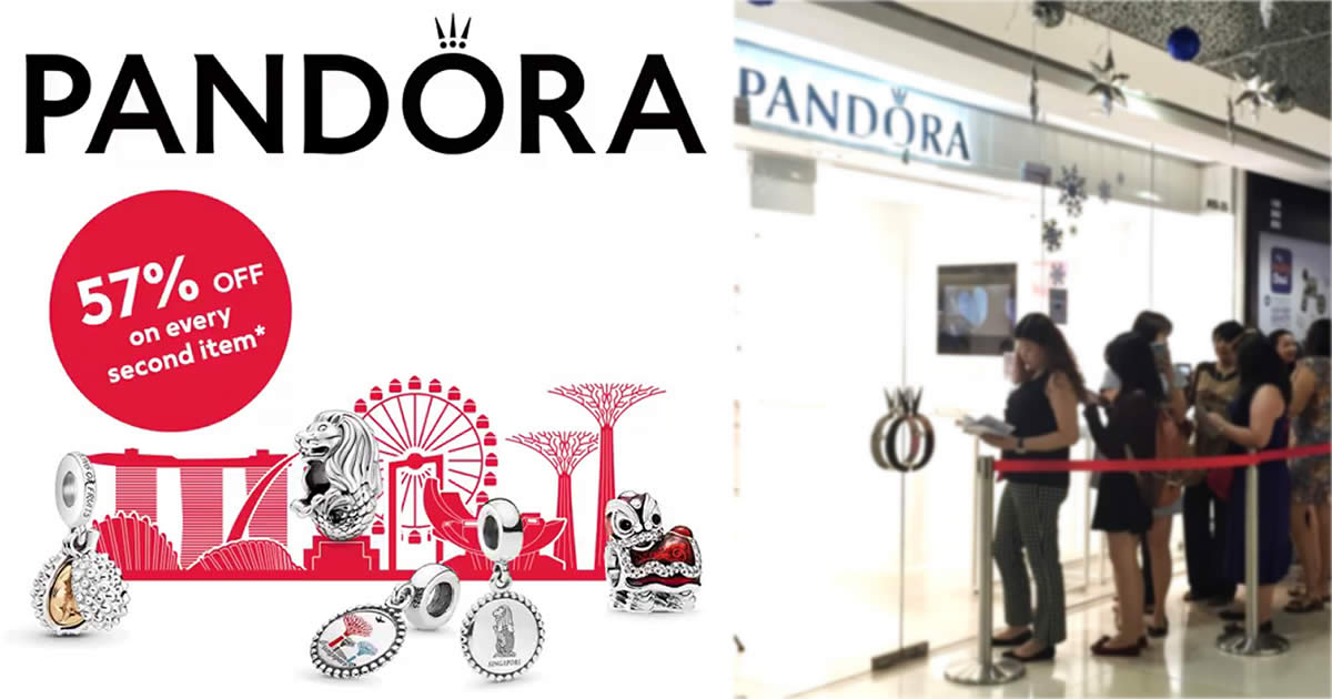 Featured image for Pandora S'pore offering 57% off every second item* till 10 Aug 2022