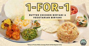 Featured image for Prata Wala offering 1-for-1 Butter Chicken Biryani or Vegetarian Biryani at two outlets on Monday, 22 Aug 2022