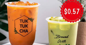 Featured image for Tuk Tuk Cha selling Thai Milk Tea or Green Thai Milk Tea at only 57¢ each from 8 – 10 August 2022