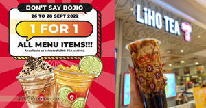 Featured image for LiHO offering 1-for-1 on the entire menu from 26 – 28 Sep at 30 selected outlets