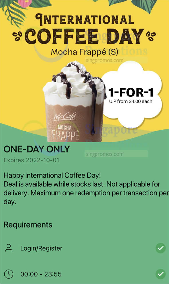 Lobang: McDonald’s S’pore 1-for-1 Mocha Frappe via My McDonald’s App on Sat 1 Oct means you pay only S$2 each - 14