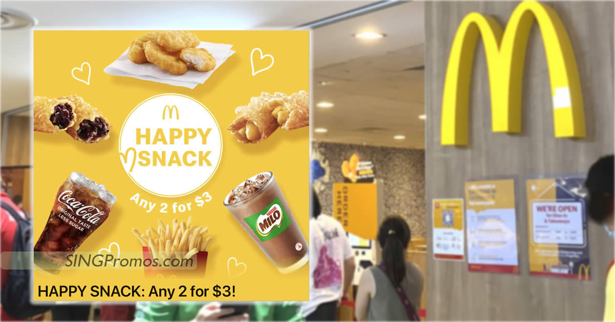 Featured image for McDonald's S'pore App has a Any-2-for-$3 snack deals on weekends till 30 Oct 2022