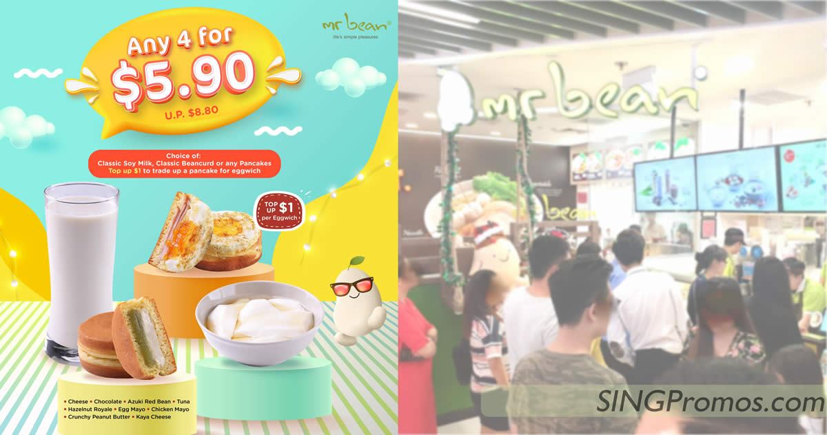 Featured image for Mr Bean offering any 4 selected items for only S$5.90 (usual $8.80) from 13 Sep 2022