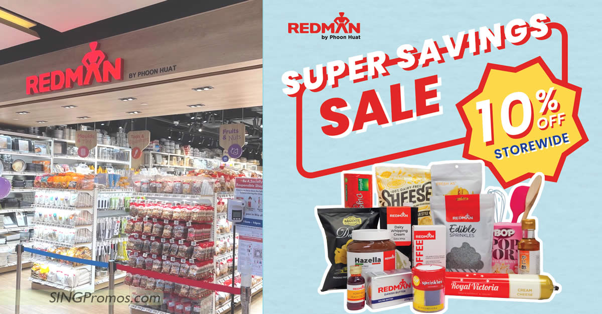 Featured image for Redman by Phoon Huat offering 10% OFF storewide sale at all outlets till 7 Oct 2022