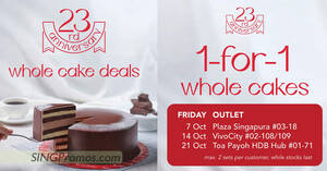 Featured image for (EXPIRED) Secret Recipe offering 1-for-1 whole cakes at Toa Payoh HDB Hub on 21 Oct 2022