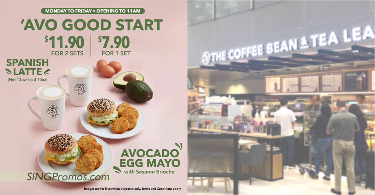 Featured image for Coffee Bean S'pore's new Weekdays Breakfast Set costs S$5.95 per set when you buy two sets (From 3 Oct 2022)