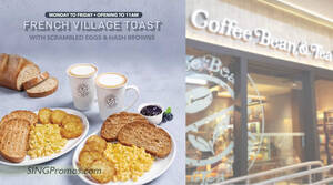 Featured image for Coffee Bean S’pore’s new Weekdays Breakfast Set costs S$5.95 per set when you buy two sets (From 31 Oct 2022)