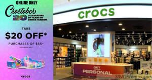 Featured image for Crocs S’pore offering $20 off $55+ orders at online store till 24 Oct 2022