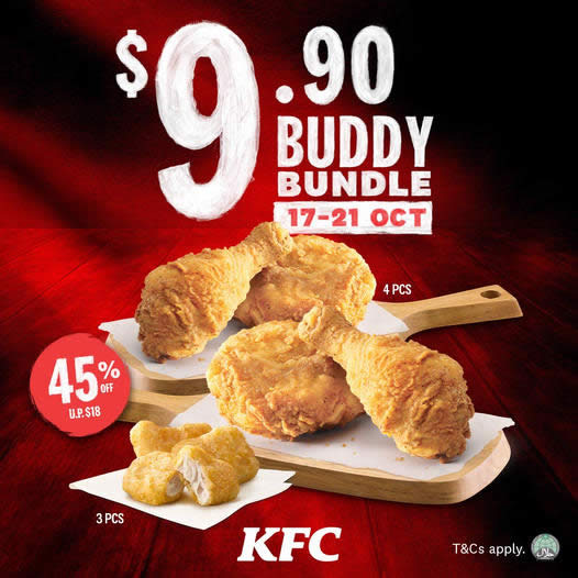 Lobang: KFC S’pore offering 4pcs chicken and 3pcs nuggets Buddy Bundle at only S$9.90 from 17 – 21 Oct 2022 - 10