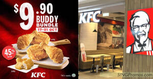 Featured image for KFC S’pore offering 4pcs chicken and 3pcs nuggets Buddy Bundle at only S$9.90 from 17 – 21 Oct 2022