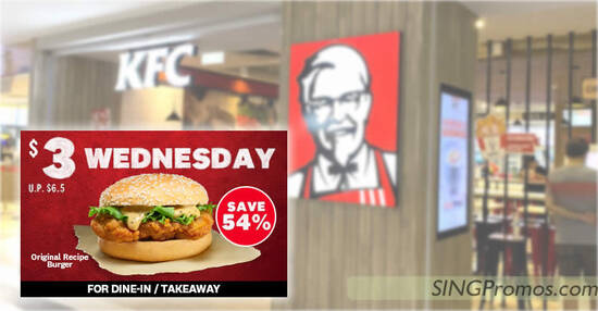 KFC S’pore offering $3 Original Recipe Burgers on Wednesdays till October 26, 2022
