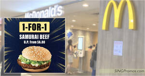 Featured image for (EXPIRED) McDonald’s 1-for-1 Samurai Beef Burger on Monday 10 Oct means you pay only S$3.40 each