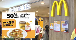 Featured image for (EXPIRED) McDonald’s S’pore App has a 50% off Hotcakes Meal breakfast deal on Monday, 3 Oct 2022