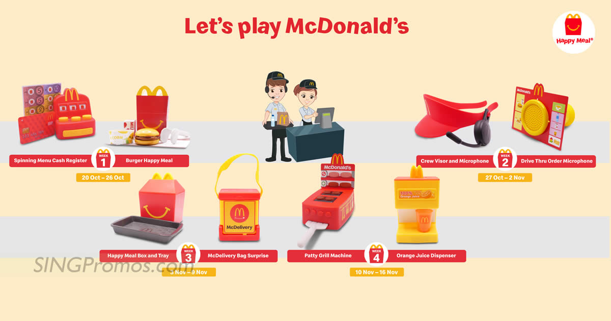 Featured image for McDonald's S'pore now offering "Let's Play McDonald's" toy with every Happy Meal purchase till 16 Nov 2022