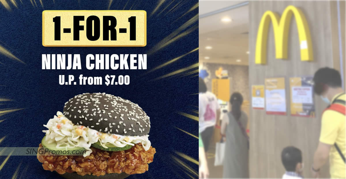 Featured image for McDonald's 1-for-1 Ninja Chicken Burger deal till 27 Oct means you pay only S$3.50 each