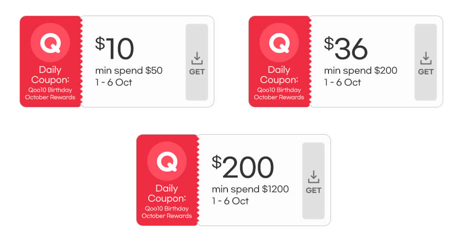 Featured image for Qoo10 S'pore offering free $10, $36, $200 cart coupons till 6 Oct 2022