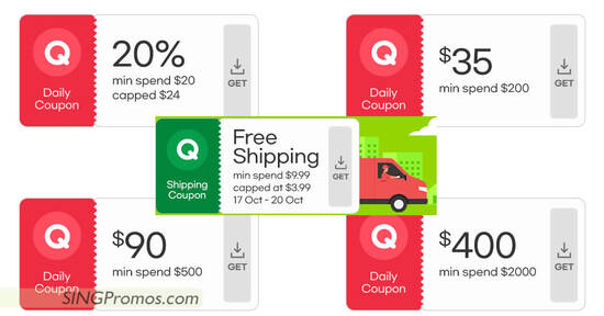 Lobang: Qoo10 S’pore offering free 20%, $35, $90, $400 cart coupons on 20 Oct 2022 - 2