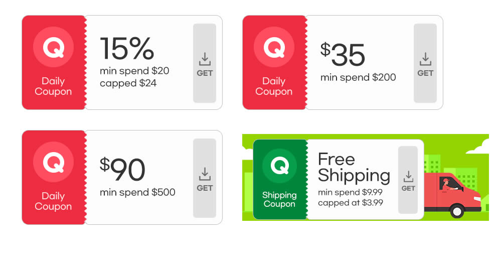 Featured image for Qoo10 S'pore offering free 15%, $35, $90 cart coupons on 21 Oct 2022