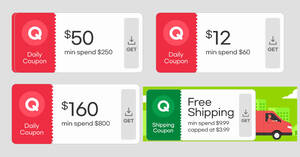 Featured image for Qoo10 S’pore offers $12, $50, $160 cart coupons from 29 Oct 2022