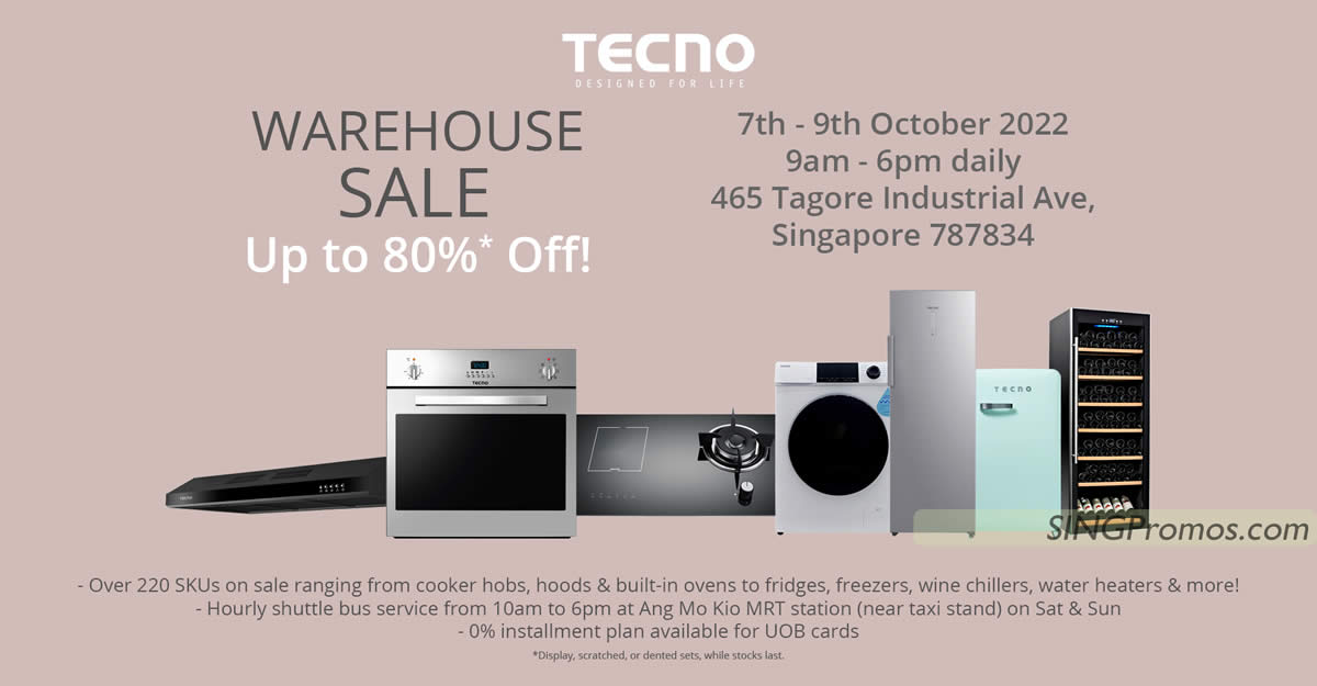 Featured image for Tecno Warehouse Sale offers discounts of up to 80% off from 7 - 9 October 2022