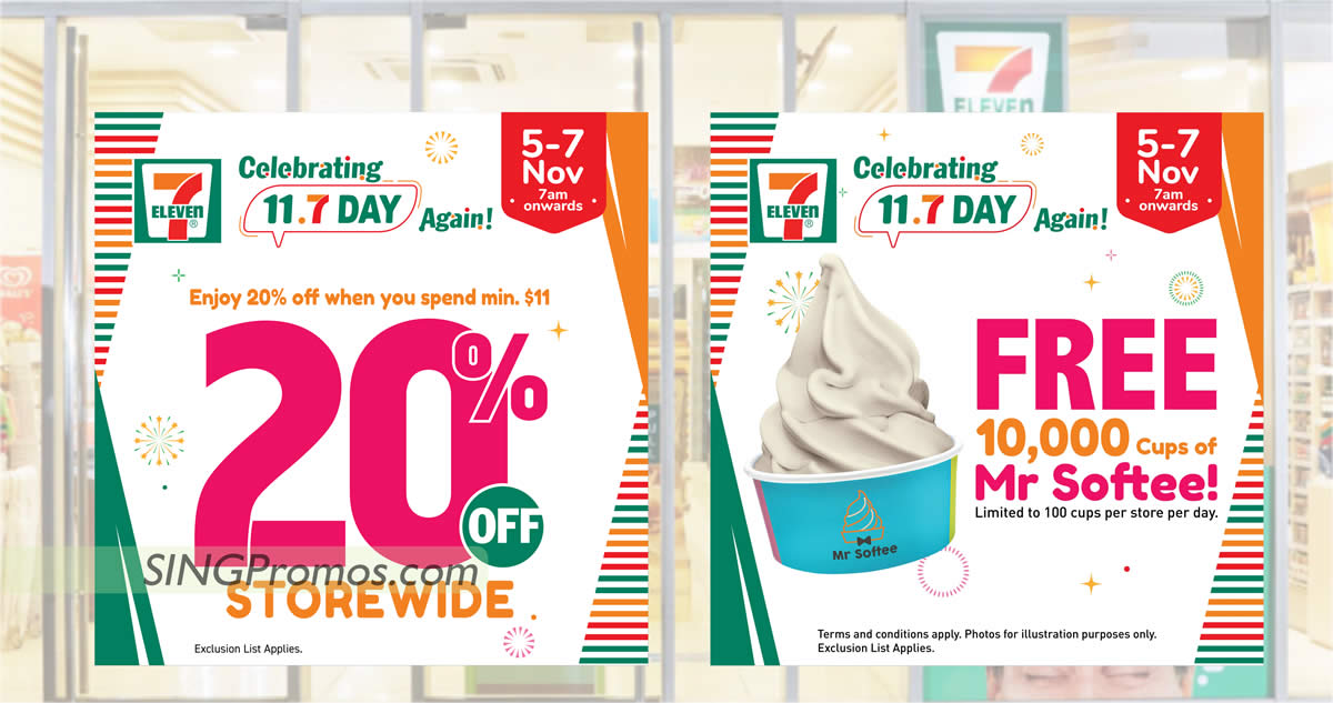 Featured image for 7-Eleven S'pore is offering 20% off purchases and free Mr Softee from 5 - 7 Nov 2022